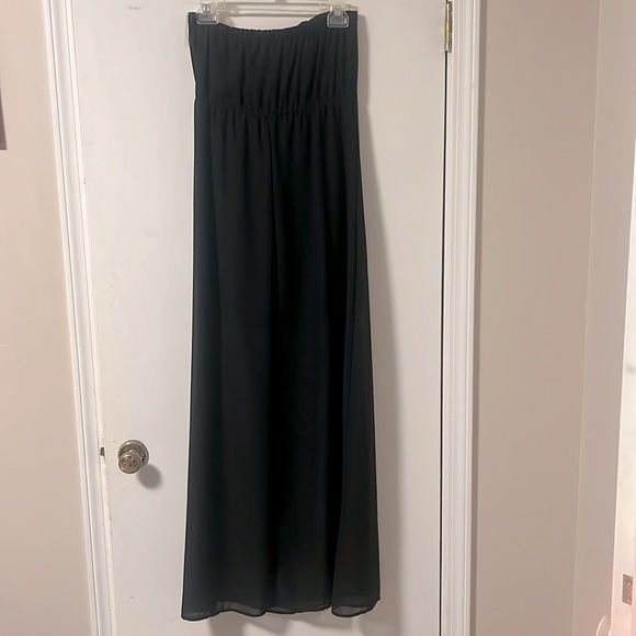 Callie Mac Size Small-Strapless Black Maxi Dress with stripe bow, EUC. - Picture 5 of 7